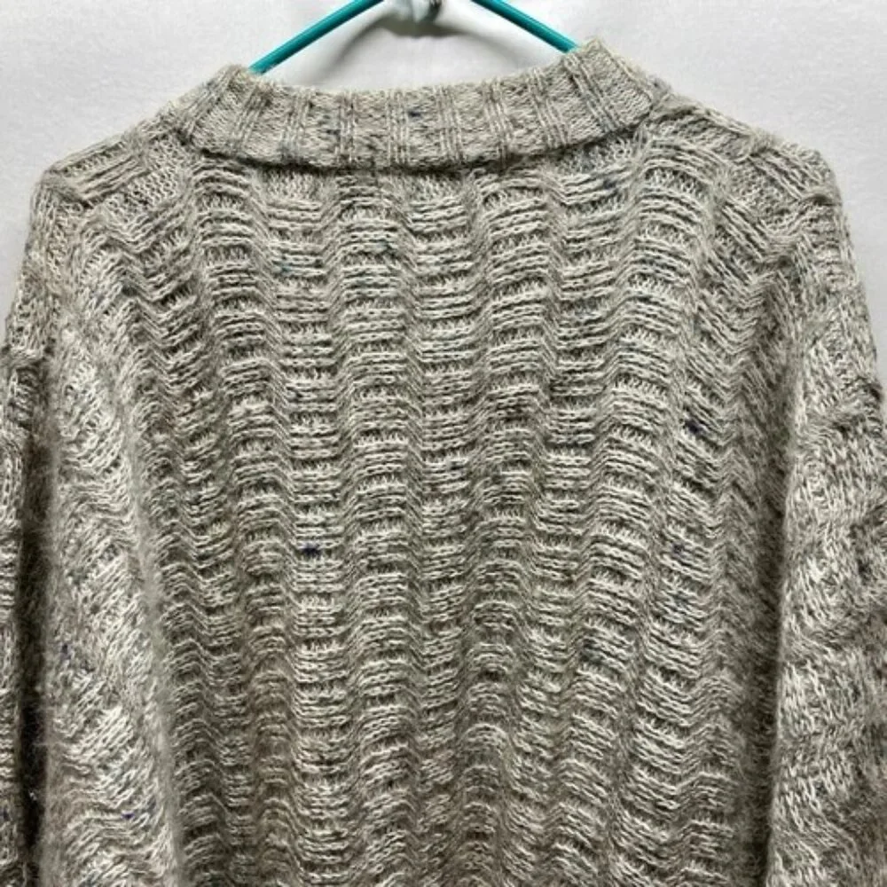 Vintage P.G.E. Mohair Wool Cardigan‎ Women's Medium Gray Ivory Chunky Knit NWOT